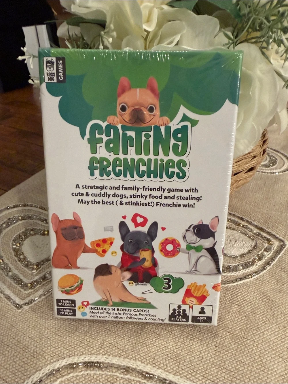 Farting Frenchies Family Board game . Strategy , Stealing and Laughs